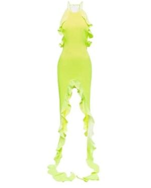 David Koma Asymmetric Ruffled Midi Dress - Green