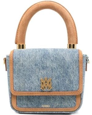 Amiri Micro Ma-Plaque Denim Tote Bag - Blue