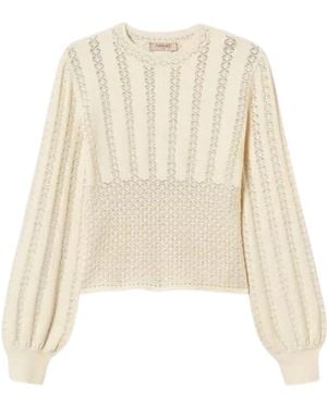 Twinset Crew-Neck Cut-Out Knit Top - Natural