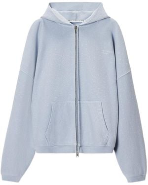 Alexander Wang Embellished Oversized Zip-Up Hoodie - Blue