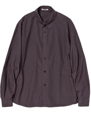 AURALEE Garment-Dyed Finx Shuttle Weather Shirt - Purple
