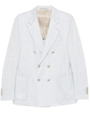 Eleventy Double-Breasted Suit Jacket - White