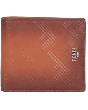 Fendi Logo Plaque Bifold Wallet - Red