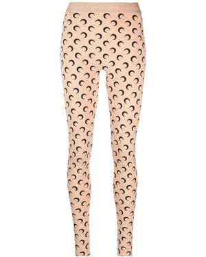 Marine Serre Fuseaux Moon Recycled-Jersey Leggings - Natural