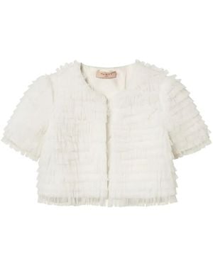 Twinset Pleated Cropped Jacket - White