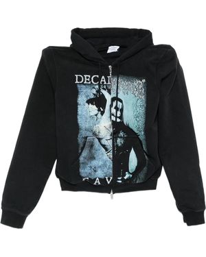 Vetements Graphic-Print Zipped Hoodie - Black