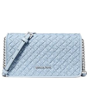 Michael Kors Jet Set Travel Woven Signature Logo Crossbody Bag - Blue