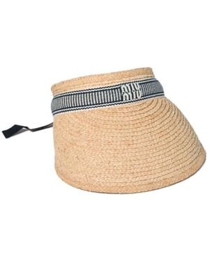 Miu Miu Rafia Visor - White