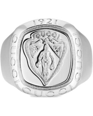 Gucci Crest Signet Ring - White