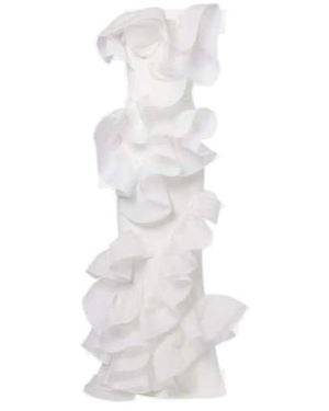 Maticevski Indulgence Organza-Trimmed Bustier Gown - White