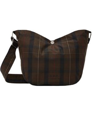 A.P.C. Journal Small Check Shoulder Bag - Black