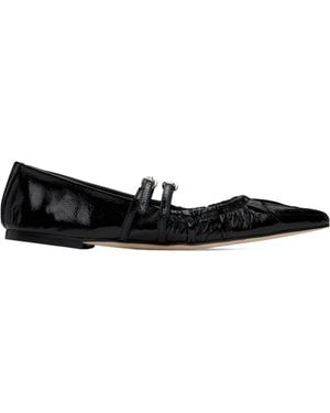 MSGM Ruched Ballet Flats - Black