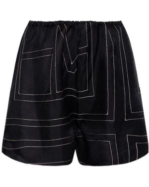 TOTEME Totme Geometric Printed Elasticated Waistband Shorts - Black