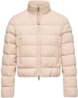 Moncler Agastache Cashmere Linen Short Down Jacket - Natural