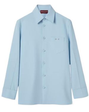 Gucci Polyester Twill Shirt With Horsebit - Blue