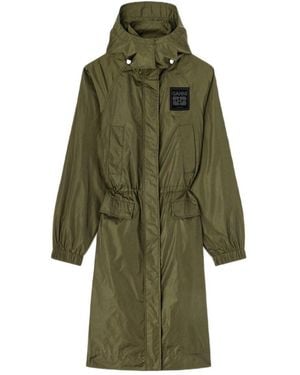 Ganni Hooded Parka Coat - Green