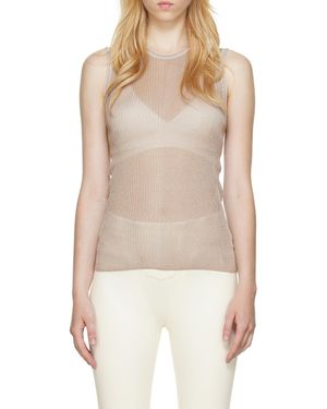 Dion Lee Ribbed Sheer Knitted Top - Natural
