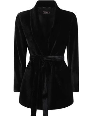 Peserico Velvet Belted Jacket - Black