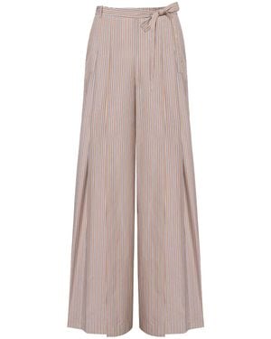 Alberta Ferretti Striped Pleated Wide-Leg Pants - Multicolor