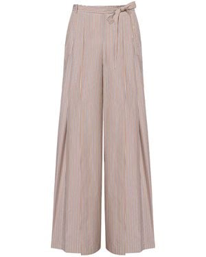 Alberta Ferretti Striped Pleated Wide-Leg Trousers - Multicolour