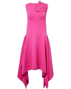 Oscar de la Renta Floral-Appliqué Asymmetric Cocktail Dress - Pink