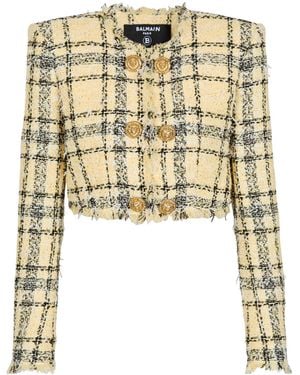 Balmain Glitter Tweed Cropped Jacket - Metallic