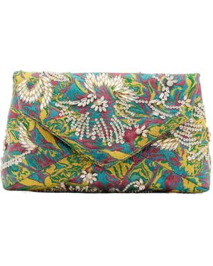 Dries Van Noten Small Jacquard Clutch - Green