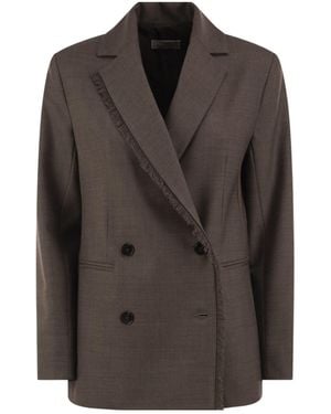 Antonelli Fringed-Trim Blazer - Brown