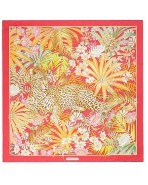 Ferragamo Printed Silk Scarf - Metallic