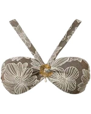 Twinset Floral Bikini Top - Natural