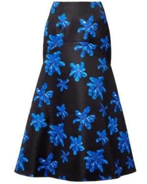 Emilia Wickstead Tamilla Floral Midi Skirt - Blue