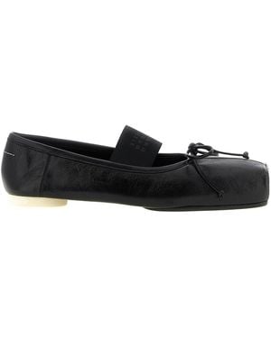 MM6 by Maison Margiela Tonal Stitch Bow Ballet Flats - Black