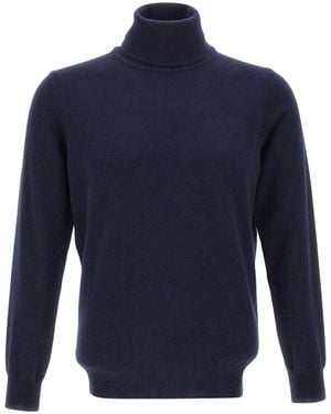 Kangra Cashmere Kangra Ribbed Turtleneck Knitted Jumper - Blue