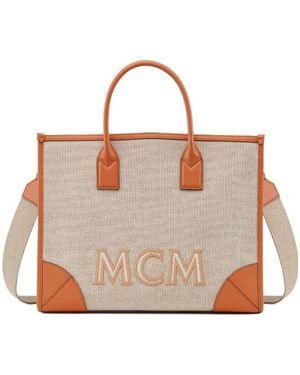 MCM Canvas Shoulder Bag - Natural