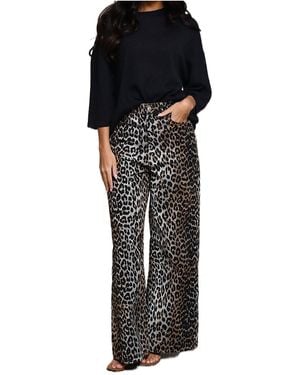 Ganni Leopard-Print Trousers - Black