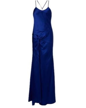 Victoria Beckham Gathered Crêpe Satin Gown - Blue