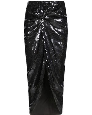 ROTATE BIRGER CHRISTENSEN Pleated Sequin Skirt - Black