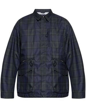 Comme des Garçons Long-Sleeved Plaid Coat - Blue