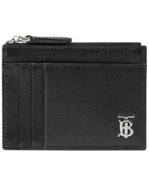 Burberry Logo-Plaque Leather Card Holder - Black