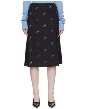 Rier Floral Patterned Midi Skirt - Blue