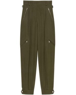 Givenchy Zip-Detailed Pleated Pants - Green