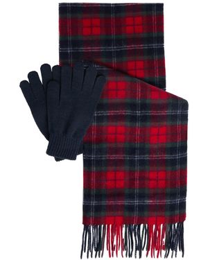 Barbour Plaid Scarf And Glove Set - Red