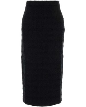 Alessandra Rich Checked Tweed Midi Skirt - Black