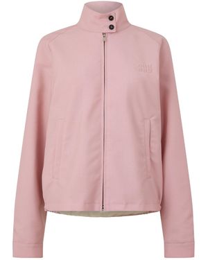 Miu Miu Light Stand-Collar Zip-Up Jacket - Pink