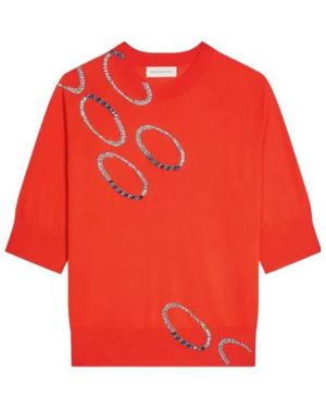 Dries Van Noten Embellished Short-Sleeve Top - Red