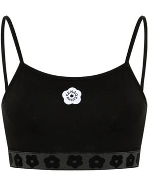 KENZO Logo Printed Sport Bra - Black