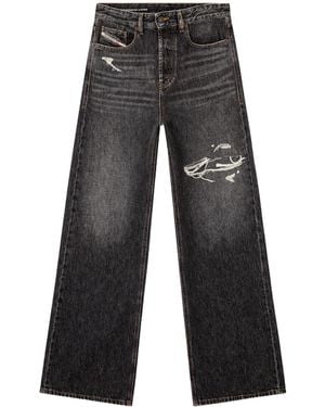 DIESEL D-Rise Distressed Relaxed Jeans - Grey