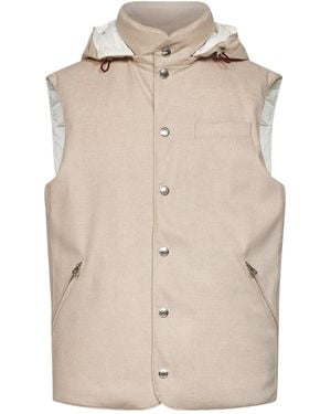 Brunello Cucinelli Sleeveless Cotton-Padded Jacket - Natural