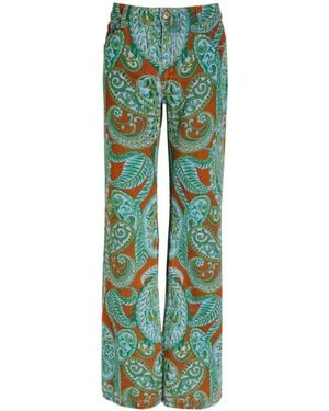 Etro Printed Flare Jeans - Green