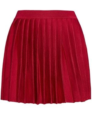 Self-Portrait Pleated Knit Mini Skirt - Red